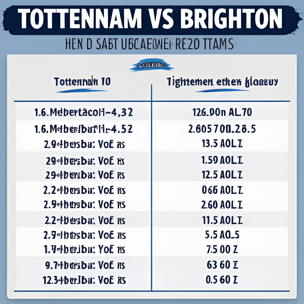 A graphic or illustration depicting the head-to-head record between Tottenham and Brighton, possibly showing wins for each team over different eras or competitions.